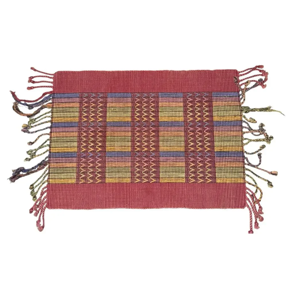 World Market Southwestern Textured Placemats x4‎ Geometric Aztec Desert Tassels